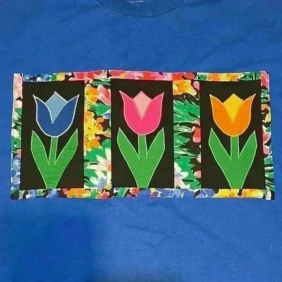 Vintage floral appliqué tee size XXL - Picture 2 of 4